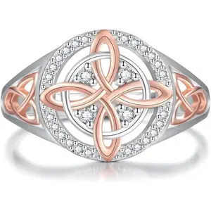 Women's Witch Protection Knot Ring, Retro Witch Return Knot Band with Sparkling Cubic Zirconia, Stylish Amulet Jewelry Gift for Ladies