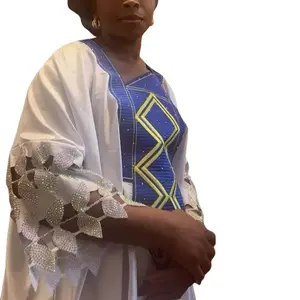 Boubou Soie Wave Love Brodé Perlé Dress Long Gown One Size Fit All & Head Tied