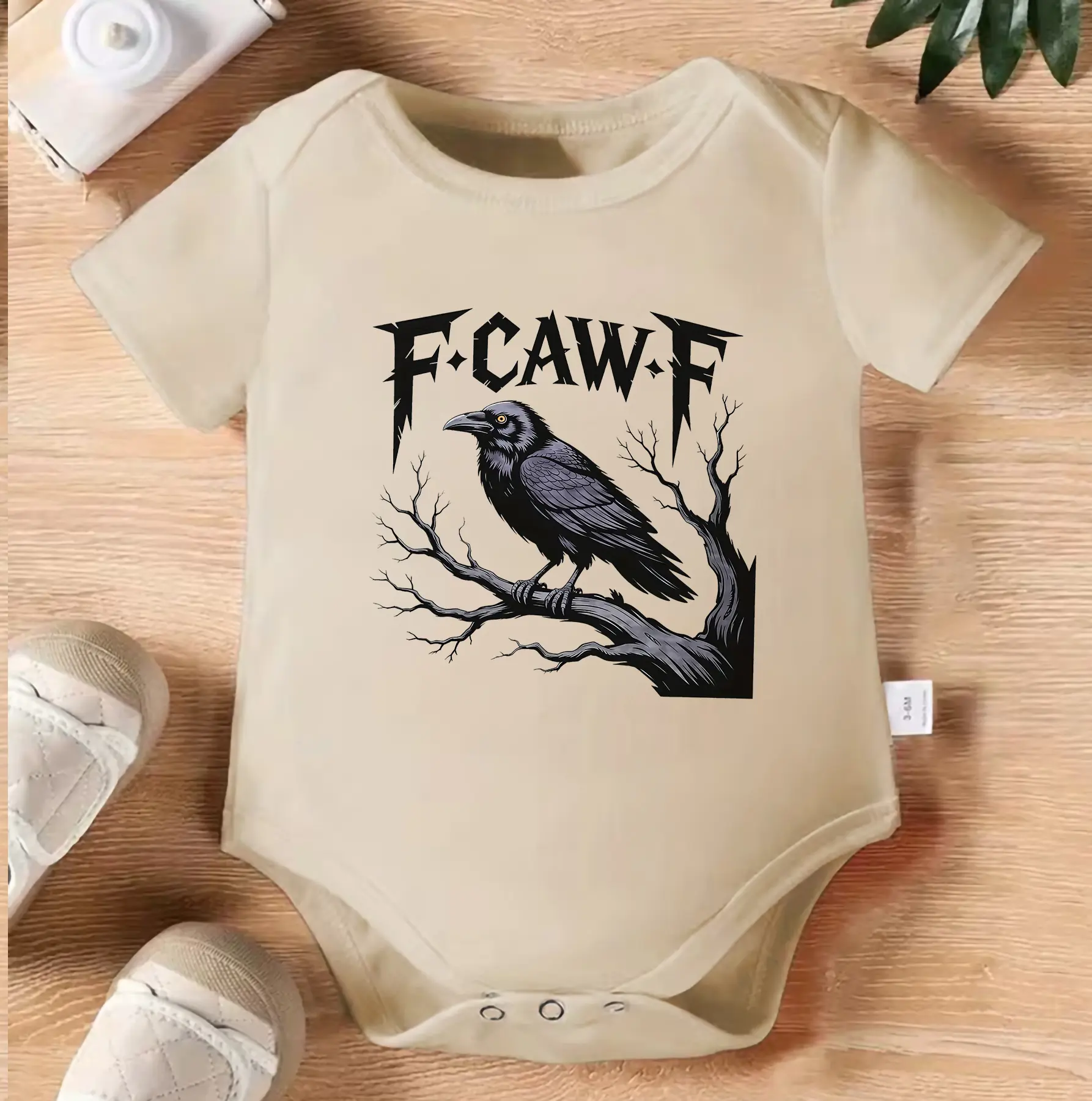 FCAWF Raven Baby Bodysuit, Gothic Crow Infant Onesie, Dark Aesthetic Baby Romper, Halloween Baby Outfit, Cute Alternative Baby Shower Gift