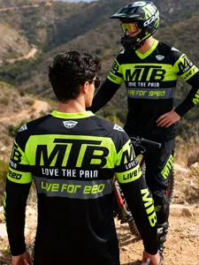 Motorcycle Off-Road Long Sleeve Shirt, Sporty Fitted Design, High Performance Activewear, Random Print Pattern, Moderate Fabric Thickness, All Seasons Wear