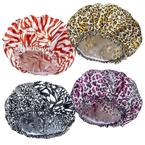 4 PCS Shower Caps for Women, 4 PCS Elastic and Reusable Bath Caps, Double Waterproof Layers Shower Cap, Bathing Shower Caps, Environmental Protection Hair Bath Hat - Solid Color Light weight Plastic Set Thick Cover