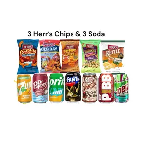 3 Herr’s Chips and 3 Soda Bundle- (Chips and Drinks Will Vary)