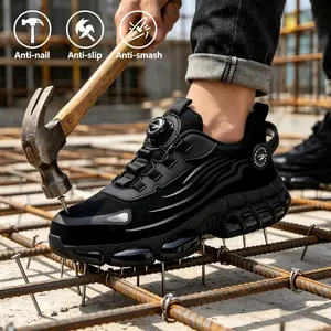 Men's Anti-Crush Anti-Puncture Safety Work Shoes Color Block Mesh Alloy Toe Lightweight Casual Sneakers