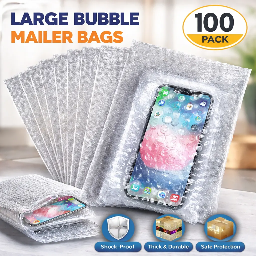 Transparent Double-Bubble Cushioning Bags - 100 Pcs Small Size 6x8 In Out Pouches for Fragile Items Shipping & Storage, Kitchenware Protection Solution, Mid-Year Sale Restock Deal