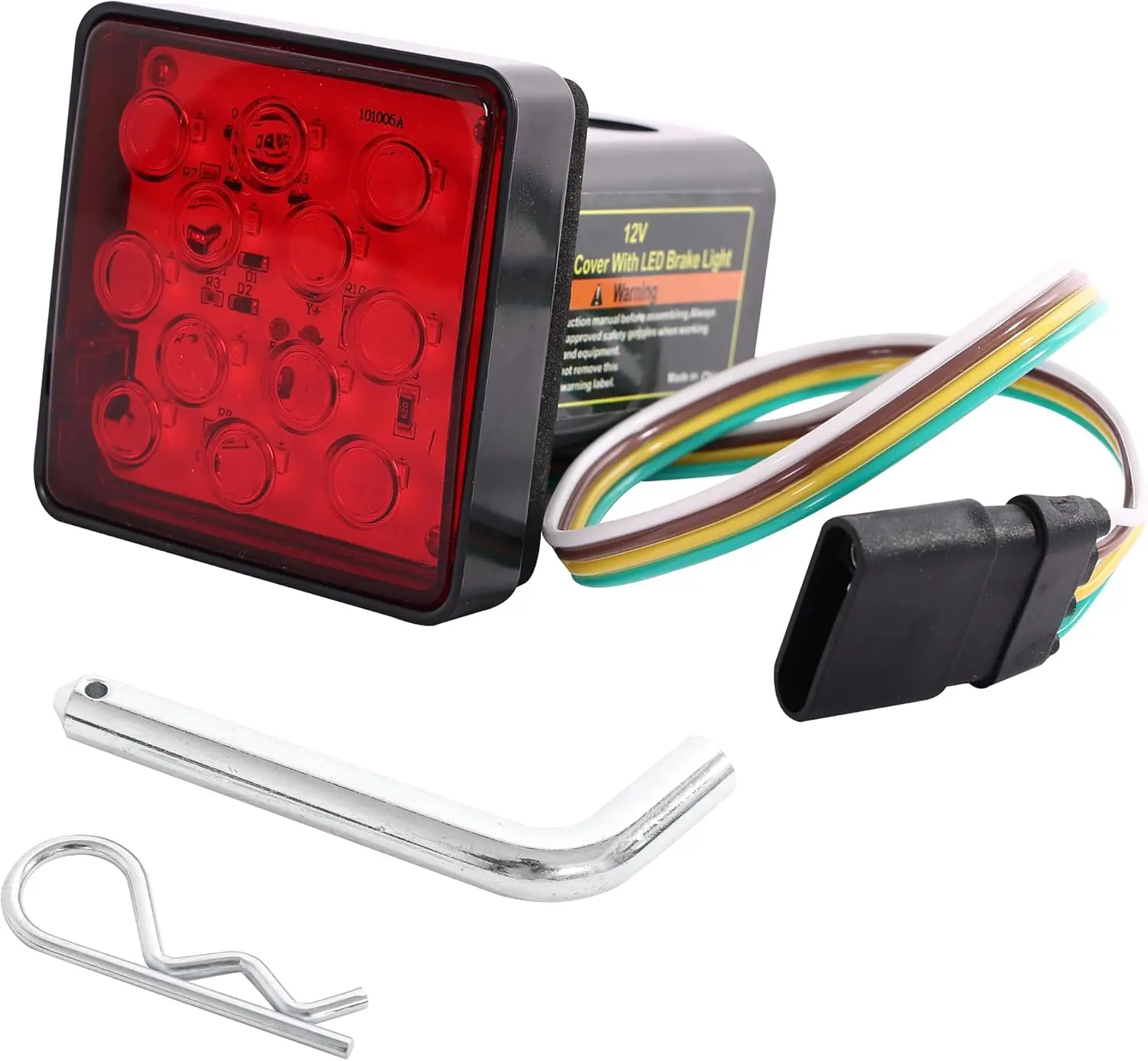 MaxxHaul 70429 Trailer Hitch Cover with 12 LEDs Brake Light, Black, 2 inch