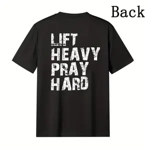 Lift Heavy Pray Hard Christian Gym Tee For Women Trendy Workout Shirt Gift For Faithful Fitness Friends Letter Print Sweatshirt