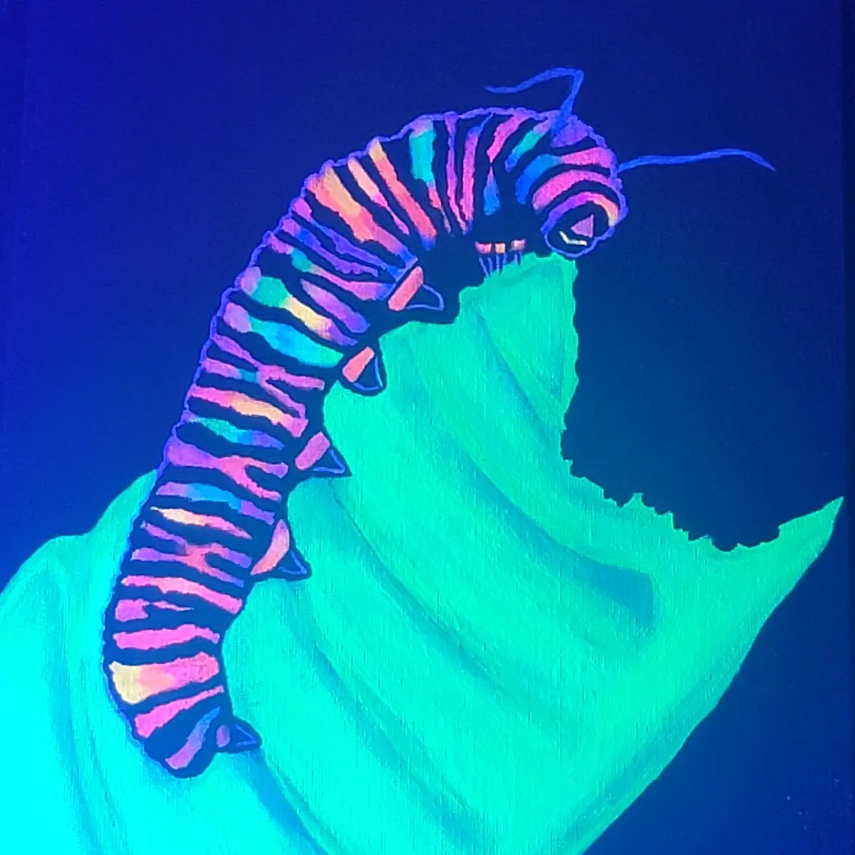 Glowing Hungry Caterpillar Blacklight Painting | 8x10 Inches | Glow by Nikki Original Art