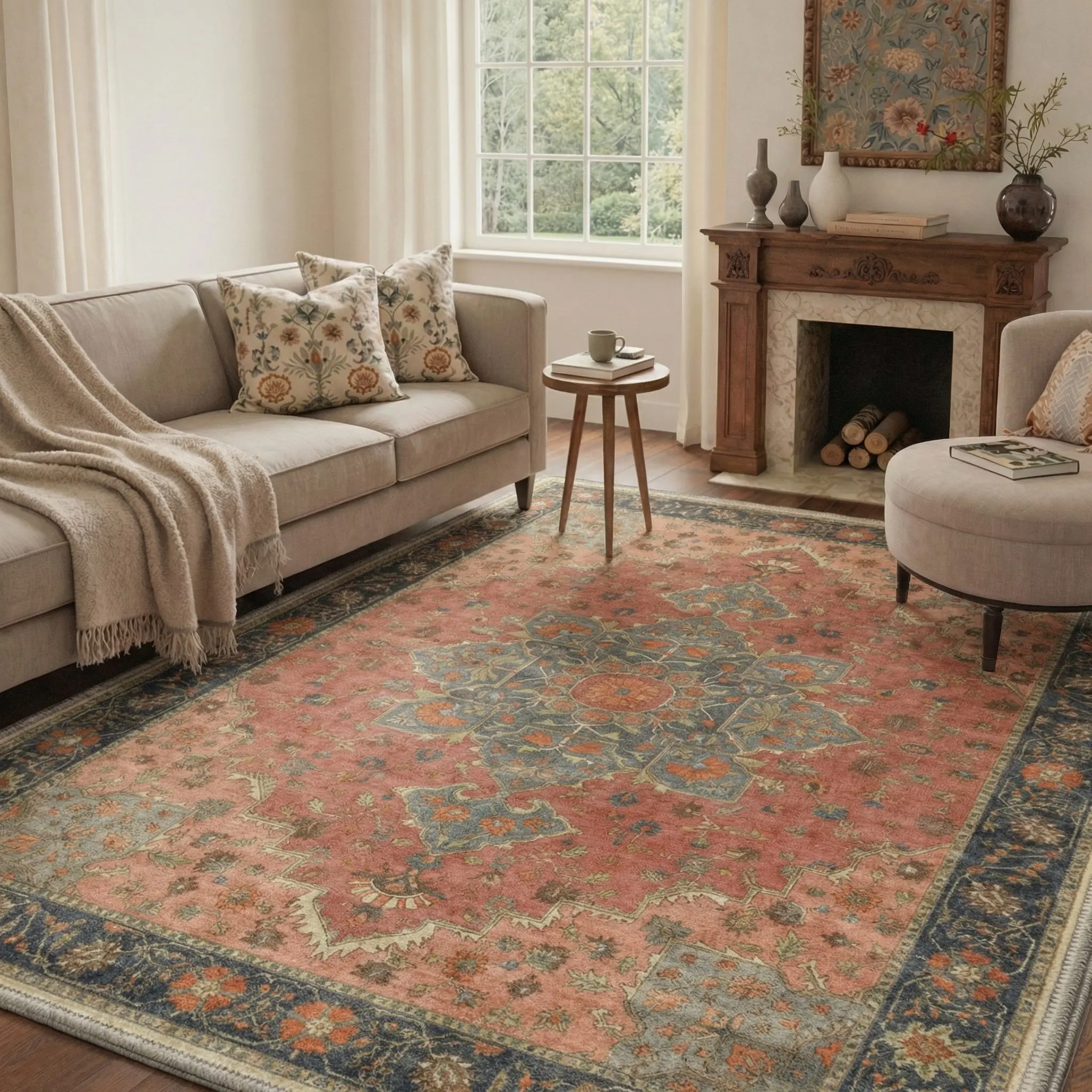 【Deals For You Days】BEIMO Area Rug – Pet Friendly, Non-Slip, Soft, Machine Washable Floor Rug, Home Carpet Ideal for Living Room, Bedroom, Kitchen, Hallway, Stylish Interior Decor ,ARP1617-PETAL