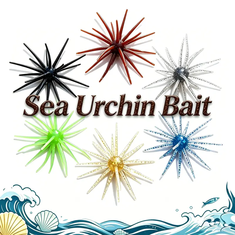 1/2/6Pcs Lifelike Simulation Sea Urchin Dice Fishing Lures, 4.33in Floating Soft Plastic Bait Fishing Tackle, Multiple Packs for Fresh/Salt Water Trout (Ideal for Sea Urchin Enthusiasts)