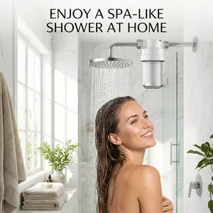 Household Pre-Filter with Coconut Shell Carbon,1/2'' Pipe Universal Showerhead Water Filter Removes Chlorine Heavy Metals Impurities for Bathroom Kitchen Washing Room,ect