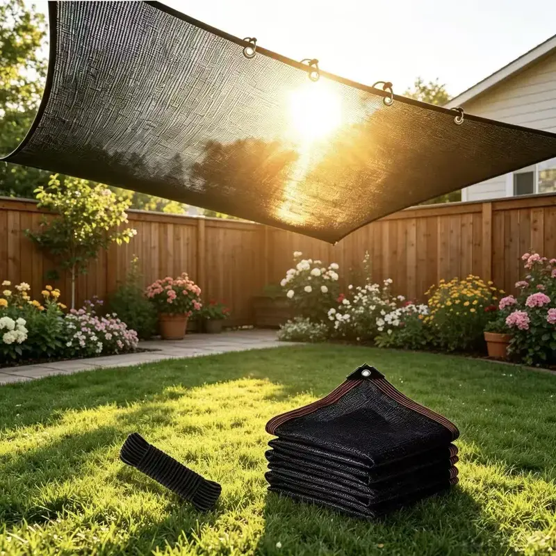 2Pcs Sunblock Shade Cloth 10x13ft, Greenhouse Sun Shade Cloths with Grommets, Gazebo Shade Mesh Tarp with Rope for Outdoor Garden Pergola Patio Lawn Pool, 80% Shading Rate