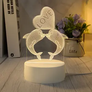 Creative Glowing Dolphin Night Light, Valentine's Day Gift, Heart-Shaped Bedside Lamp, Home Decor, Desktop Decoration, Party Atmosphere