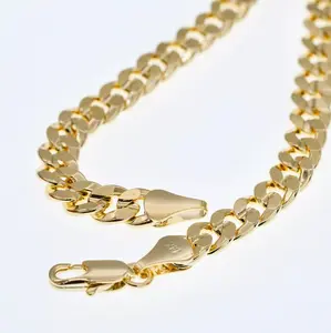 Premium Brass 14K Stamped Gold plated 10mm 20"~ 30" Miami Cuban Chain Bling Fashion Necklace Jewelry Accessory