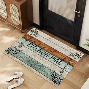 1/2/3PCS Retro Wood Grain Kitchen Rug,Non Slip Washable Kitchen Mats Durable Easy Clean Floor Mat Set, Knife Fork Heart Farmhouse Kitchen Runner Rugs 16"x24"+20"×32"+20"×47"