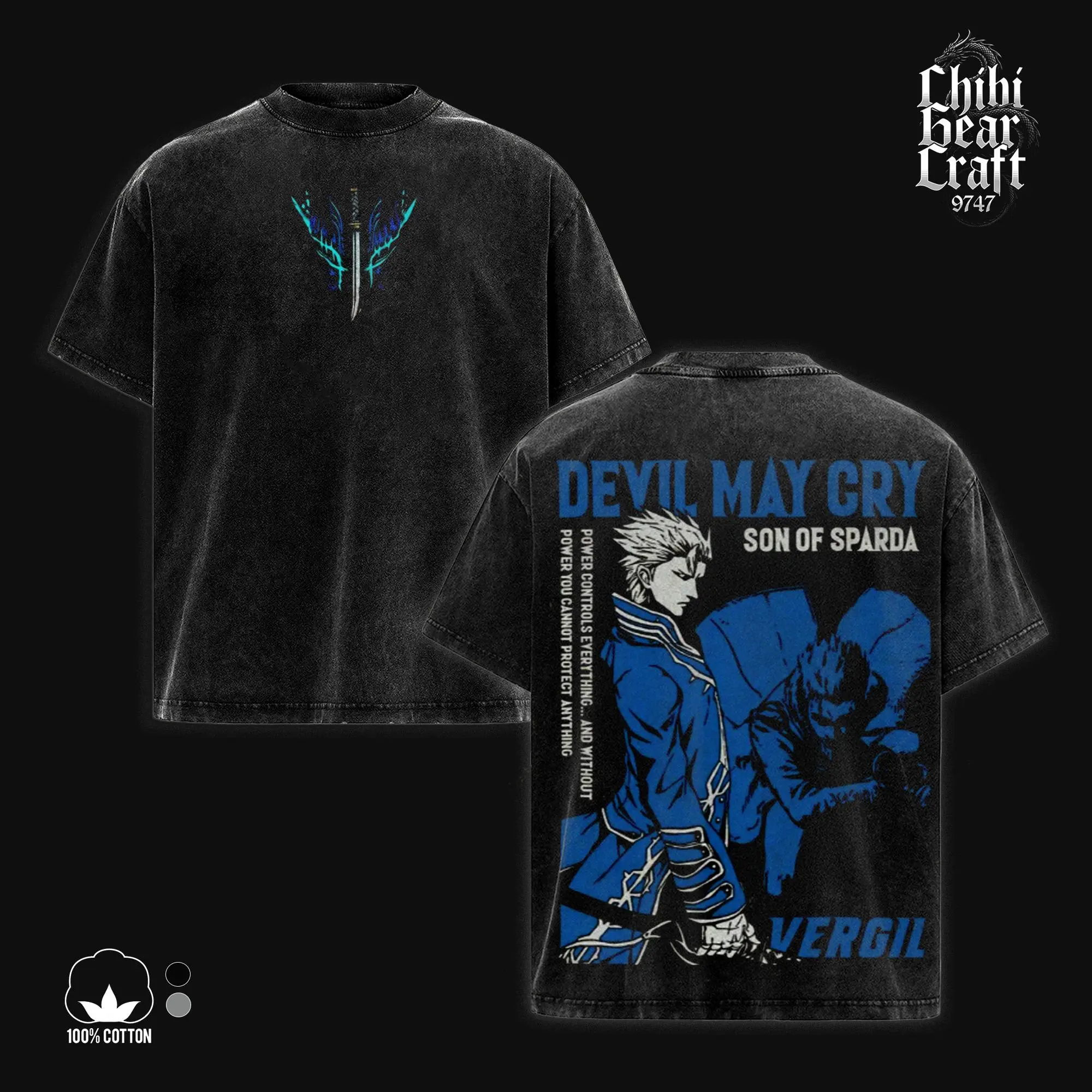Devil May Cry Graphic Shirt Vergil Yamato Sword Pop Art Vintage 