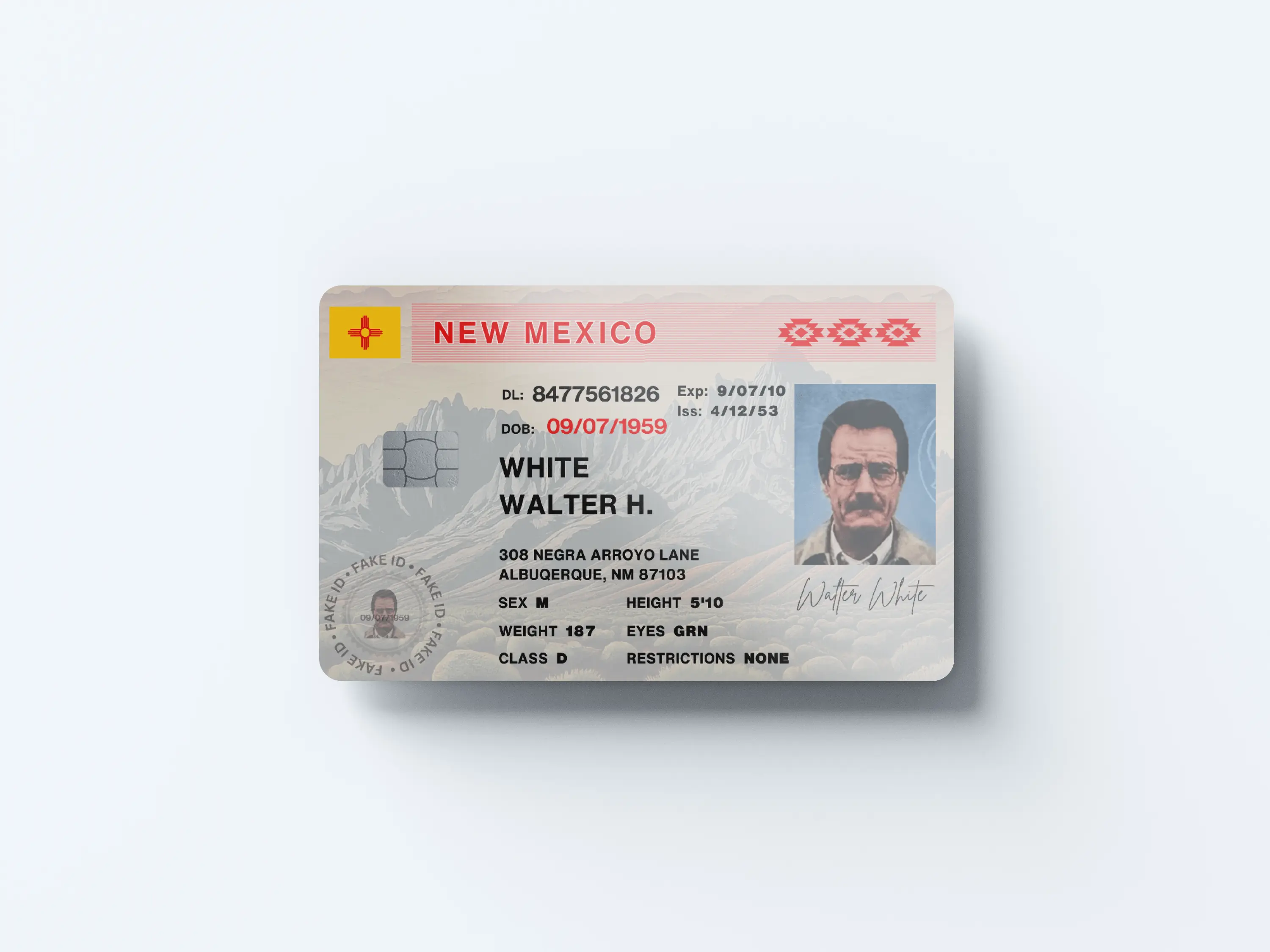 Walter White License credit card cover/skin Walter White License credit card cover/skin