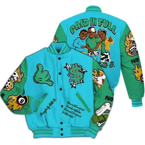 Chunky Dunk Varsity Jacket Unisex, Paid In Full Graphic Streetwear, All Over Print Bomber Coat, Sneaker Gift Idea