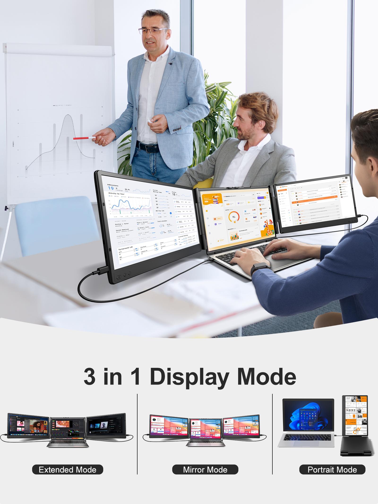 Cevaton 14" Dual Laptop Screen Extender, Laptop Monitor Extender for 13.3"-17" Laptops, Width-Adjustable Design, Plug & Play, Check Display & Dual-Screen Compatibility, 4.1 lbs