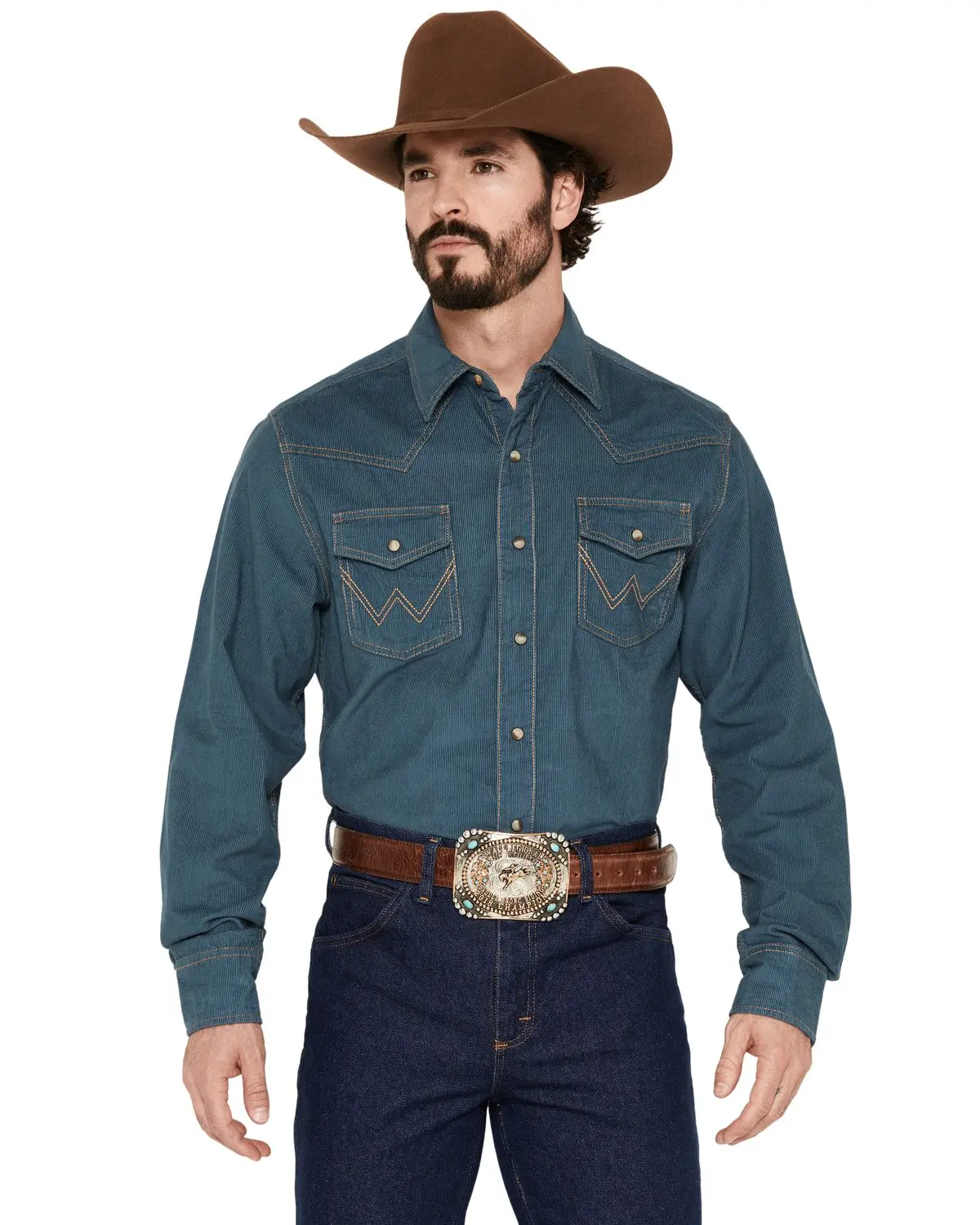 Wrangler Men's Retro Men'S Corduroy Solid Long Sleeve Snap Western Shirt - 112381529