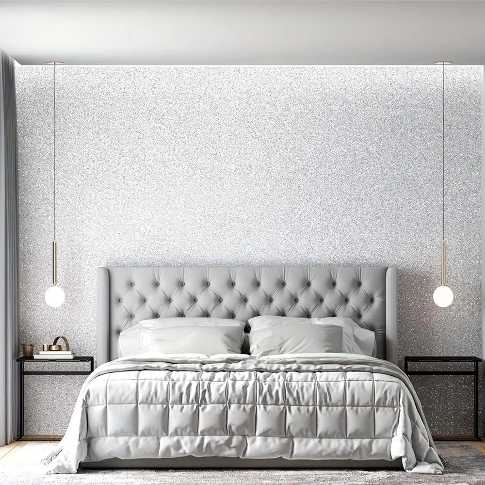 Modern Silver Color Glitter Wall Stickers, Removable Self-Adhesive Decorative Wallpaper, Ideal for Bedroom and Living Room, Diy Wallpapers