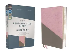 NIV, Personal Size Bible, Large Print, Leathersoft, Pink/Gray, Red Letter, Comfort Print by Zondervan [Leatherbound Book]