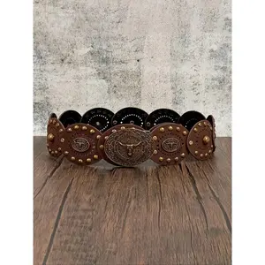 Size Boho Belt for Women, Western Style Wide Buckle, Studded Belt Buckle, Animal Pattern, Perfect for Parties & Daily Wear