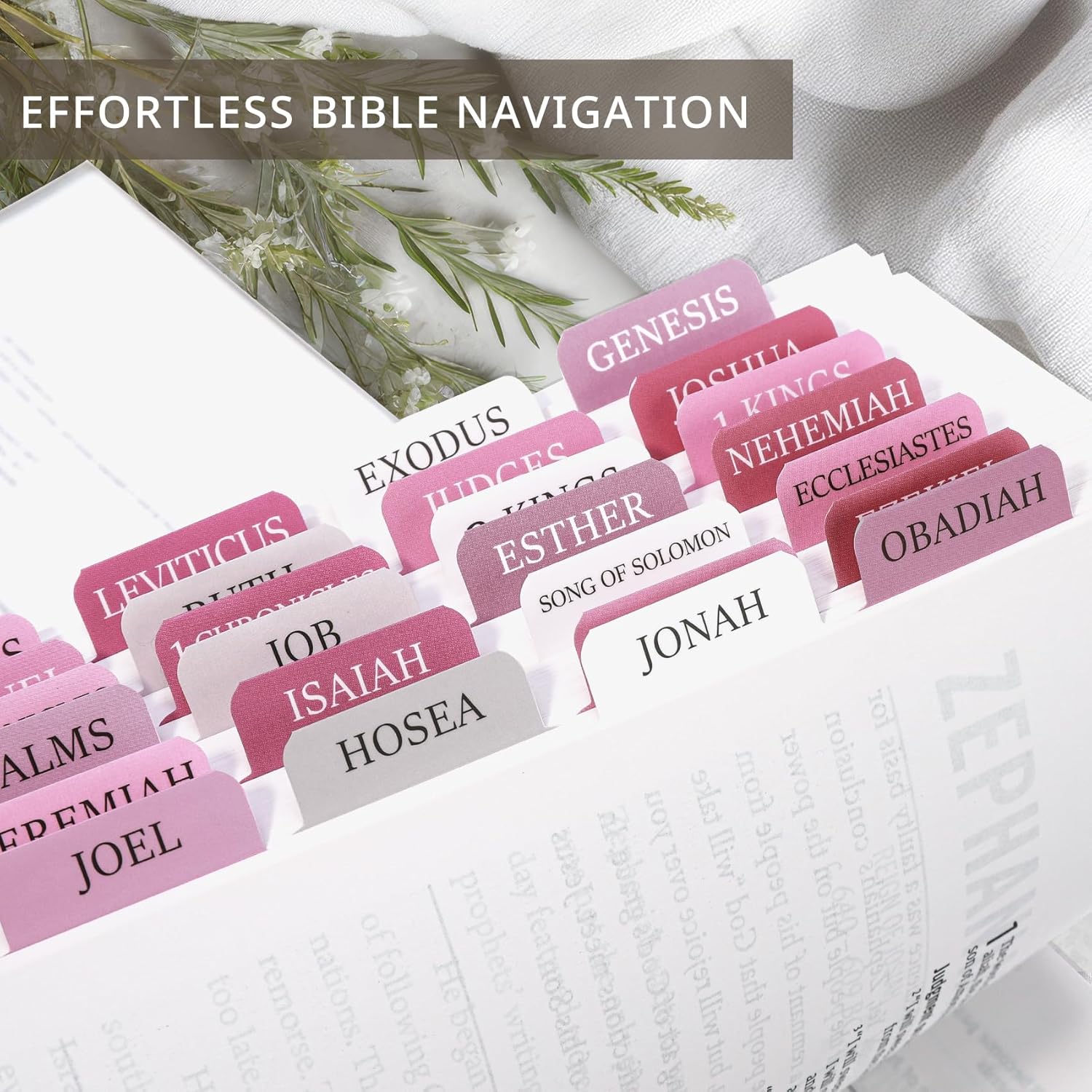 Pink Bible Tabs for Women & Men, Laminated Bible Tabs for Study Bible, Boho Theme Bible Tabs for Easy Navigation, Simplify Your Bible Reading Experience with Easy-to-Use Indexing Tabs