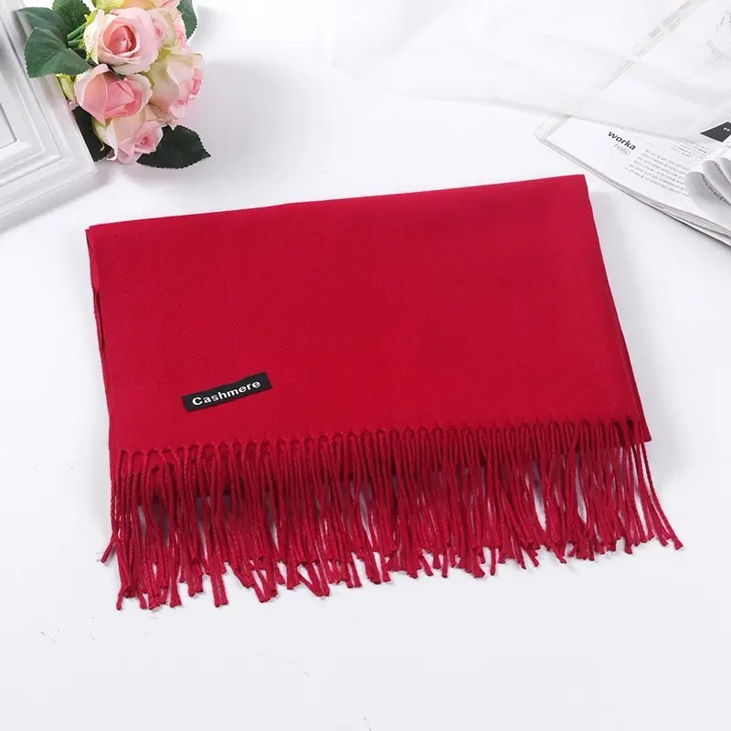 Rectangular unisex cashmere scarf / shawl with fringes