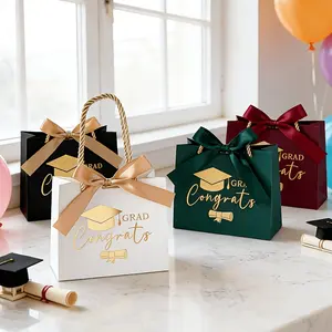 Graduation Gift Bags, Elegant Mini Pouches with Print, Perfect for Desserts, Chocolate, Pie, Multiple Colors Available