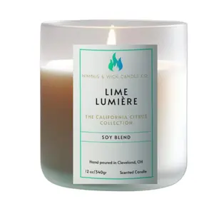 Nimbus & Wick Candle Co. Lime Lumière Scented Candle - Limited Edition from The California Citrus Collection - Soy Blend, Phthalate-Free, Hand-Poured Aroma Decor Burst Floral