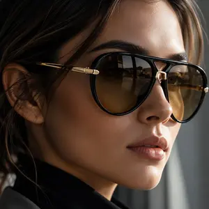 2026 Summer Essential | LUXE Lite Premium Acetate Navigator Sunglasses, HD Polarized Retro Old Money Style, UV400 OAR Lens, 145mm Wide Fit