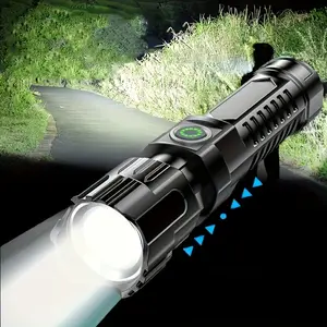 Strong LED Flashlight with 3 Levels Adjustable Brightness and Telescopic Zoom, USB Rechargeable, Durable Portable Super Bright Flashlight for Camping, Hiking, Emergency Kit, Hiking Gear, Handheld Torch