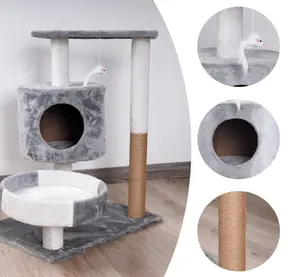 21.7" Sturdy Cat Tree Tower with Scratching Posts, Multi-Level Furniture Activity Center, Playing House Condo Rest with Funny Toy