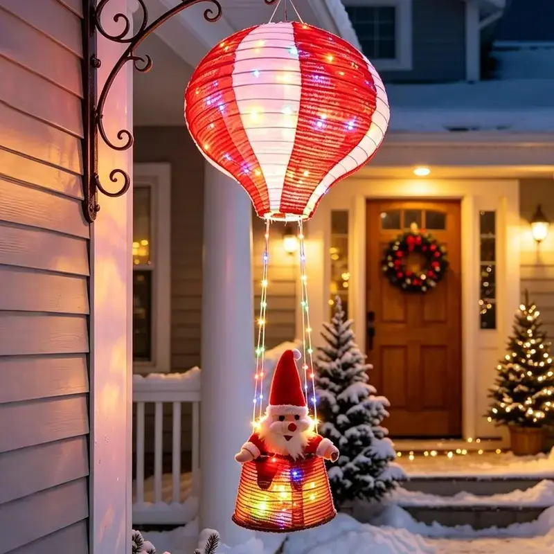Battery-Powered Christmas Hot Air Balloon Lantern with 8 Light Modes, Indoor Outdoor Festive Decor, Holiday Gift for Women