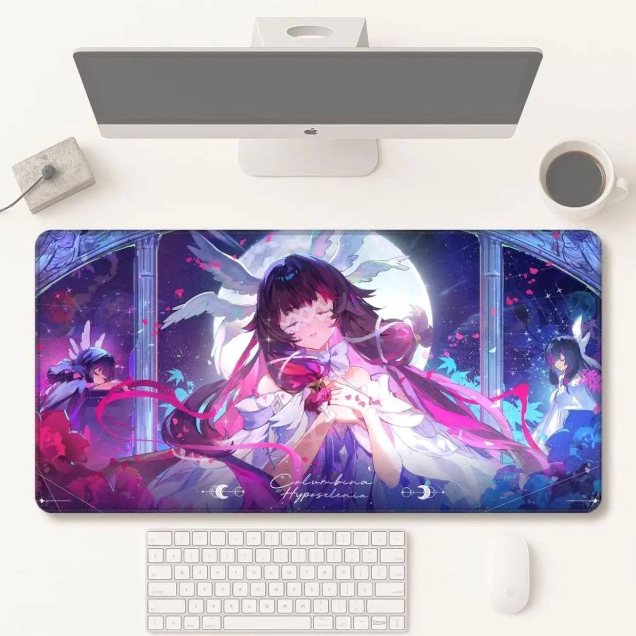 Genshin Impact columbina Large Gaming Mouse Pad , Anime Desk Mat, Extended Keyboard Pad for Gamers & Fans Gift