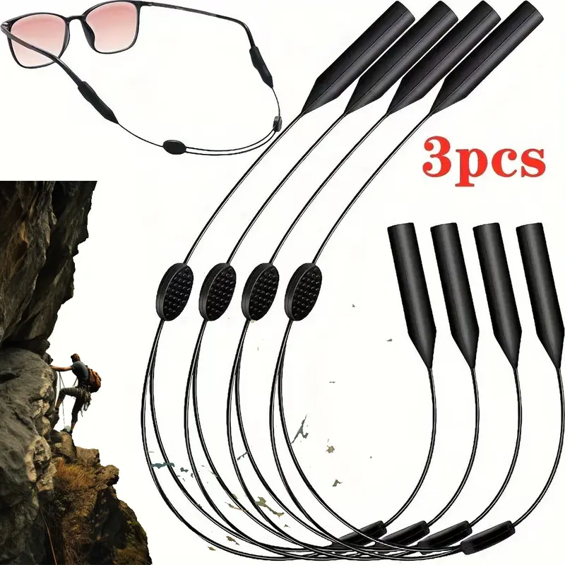 Adjustable Sunglasses Holder Strap, Men 3 Counts/set Glasses Grippers Anti Slip Anti-slip Glasses Grip Eyeglasses Holder Strap, Sports Eyeglasses Holder Strap for Outdoor Sports