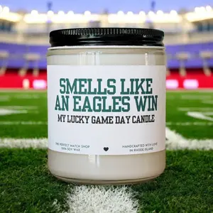 Smells Like an Eagles Win Candle - Funny Football Candle for Eagles Fans, Football Sunday Gift for Him, Lucky Game Day Decor