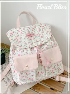 Large Capacity Pink Canvas Backpack - Fashionable & Versatile School Backpack for Women & Teens