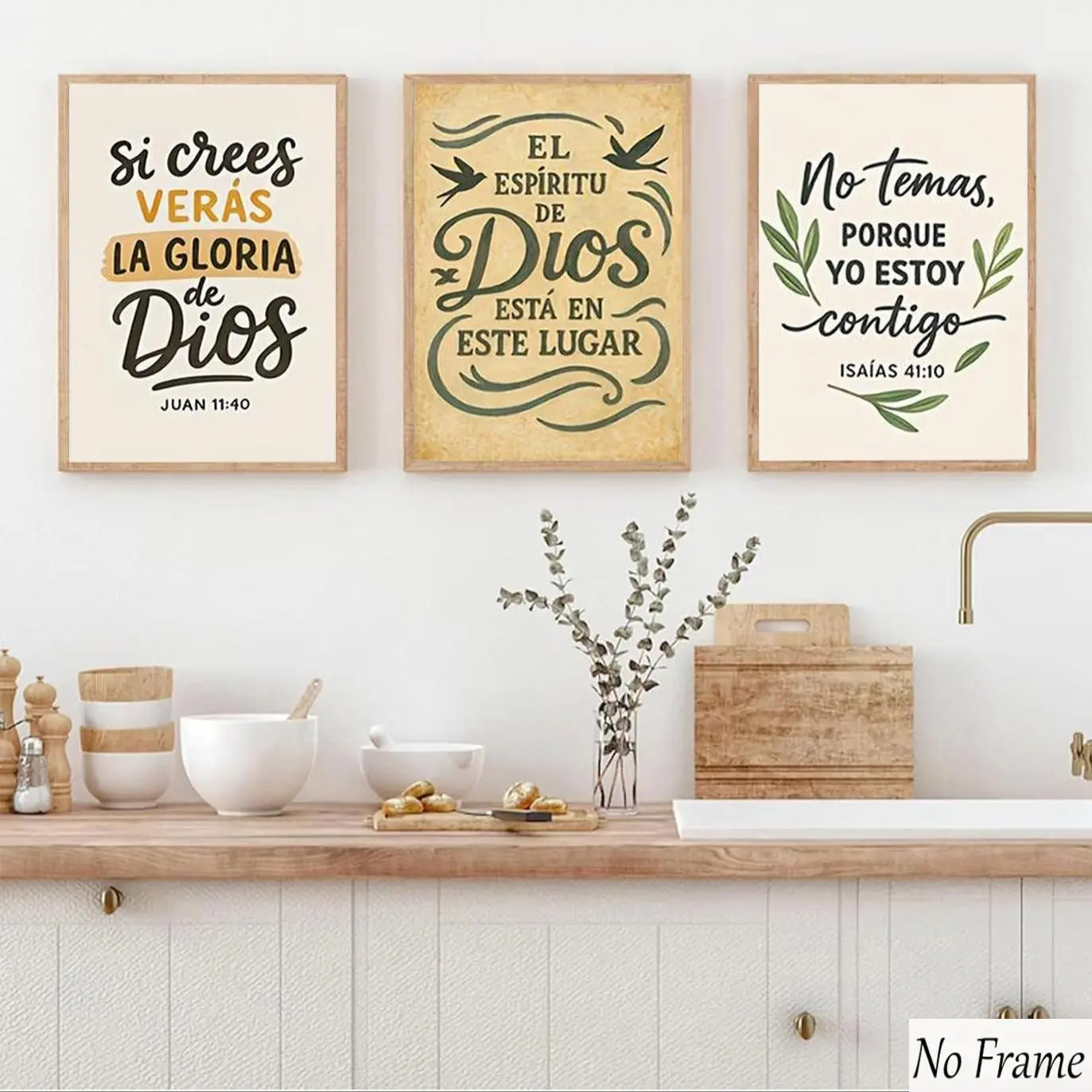 3pcs Spanish Christian Wall Art Set, Bible Verse Canvas Print, Religious Prints, Suitable for Home, Church, Office, Religious Decorations