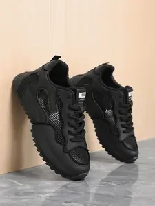 Men's Fashionable Patchwork Lace Up Low Top Sneakers, Casual Comfortable Breathable Sports Running Shoes, Male All-match Round Toe Shoes for Daily Wear, Closed