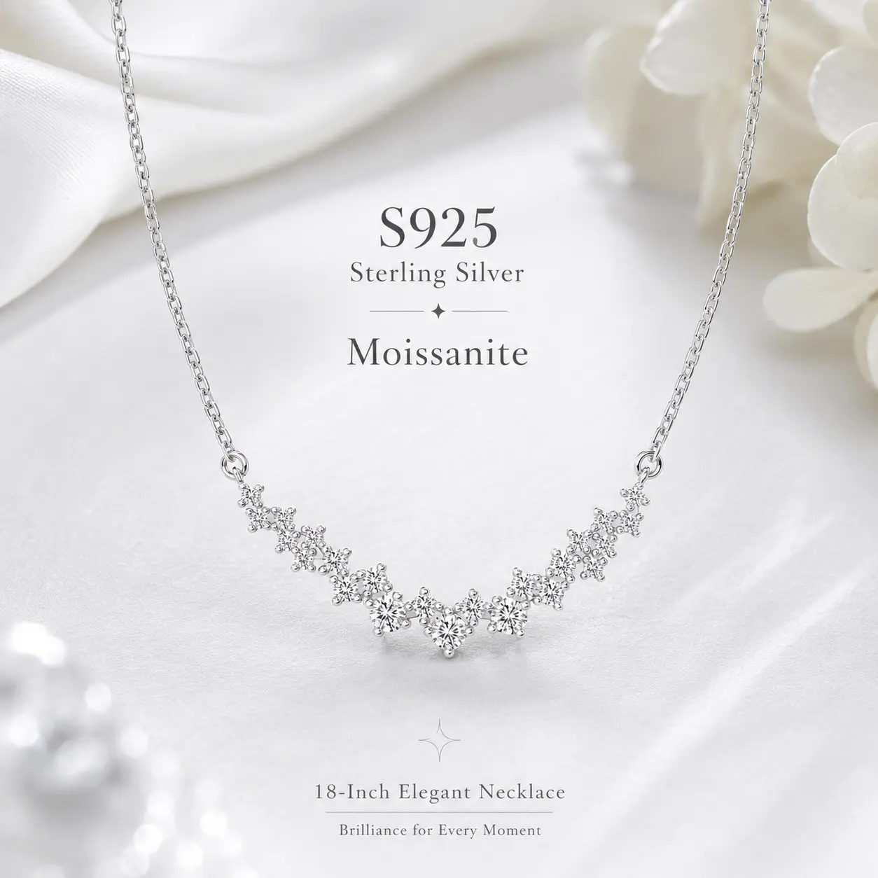 S925 Silver Inlaid Moissanite Smile Necklace - Ideal for Valentine's Day, Anniversaries