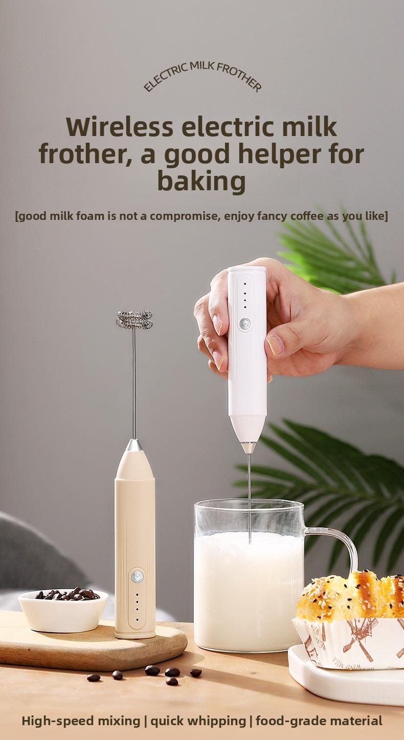 Electric Milk Frother Handheld with 3-Speed Adjustable Whisk, Fast Frothing Coffee Tools, Portable Wireless Foam Maker for Hot & Cold Drinks
