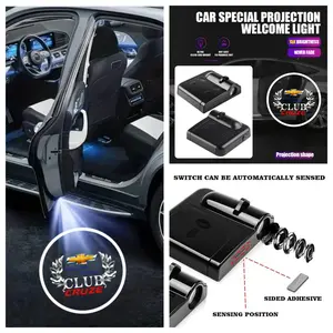 4-Pack Chevrolet Emblem LED Door Welcome Lights, Compatible with Chevrolet Suburban/Tahoe Large SUVs, Peel-and-Stick Drill-Free Non-Destructive Courtesy Lights