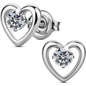 Moissanite Stud Earrings in Pure Titanium Heart/Daisy/Flower, G23 Titanium Earrings for  Ears  with 0.6ct D Color VVS1 Round Cut Lab Created  Earrings