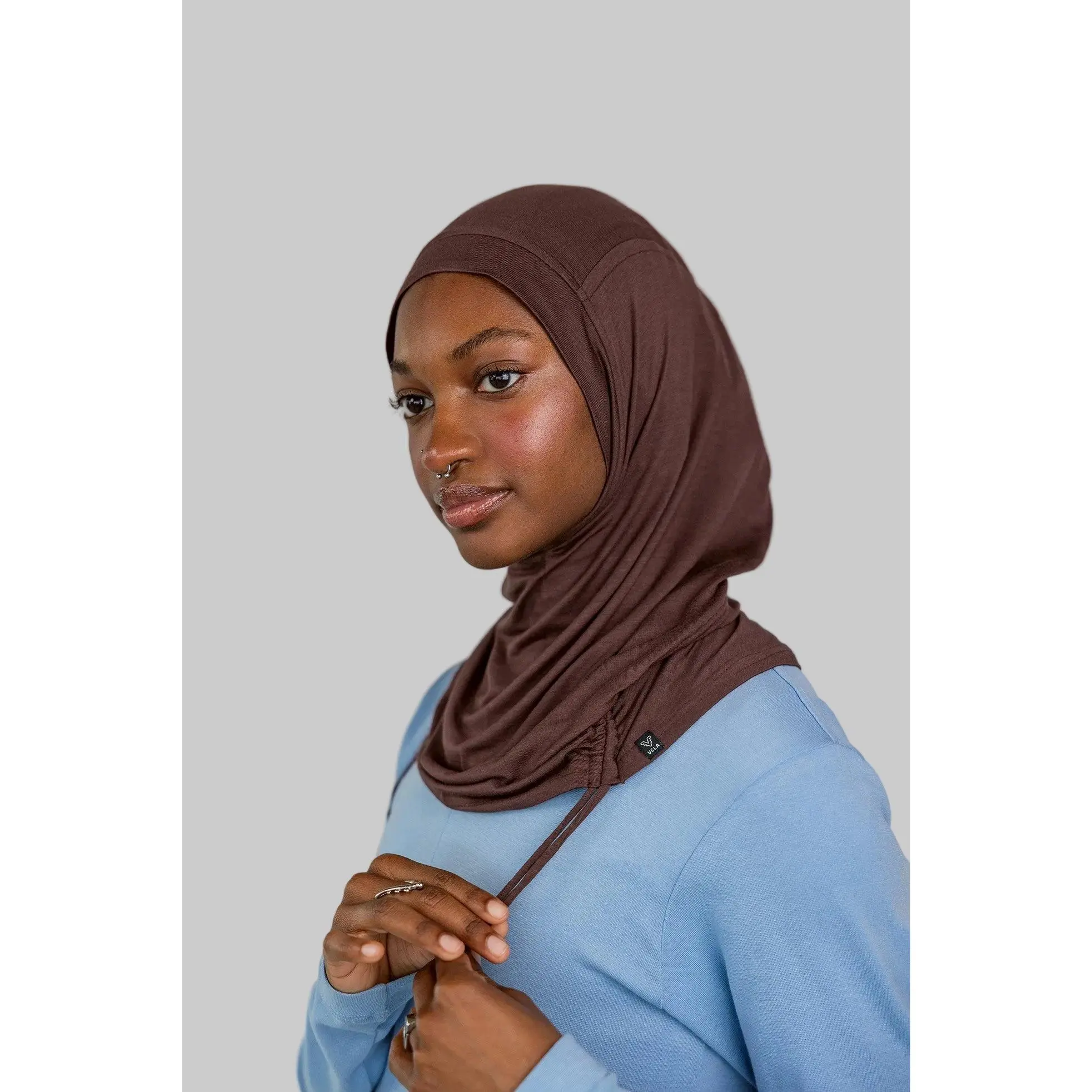 VELA Elastane-Modal Instant Hijab - Ruching Lite, Featherlight, Wrinkle-Resistant, Hand Wash Only