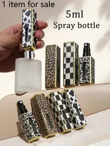 Portable Refillable Perfume Spray Bottle, Leopard Print Square Travel Atomizer, Reusable Mini Floral Pattern Scent Dispenser