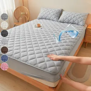2/3PCS Waterproof Mattress Protector Set for Queen/King Beds, Fitted Sheet & Mattress Cover Combo, Deep Pocket 6"-18", Soft Noiseless Breathable Stain Resistant, Machine Washable, with Pillowcases