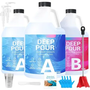 Deep Pour Epoxy , 1.5 Gallon  Epoxy Kit (2:1) for 2 to 4 Inch Depth  Clear Epoxy for Flower Preservation,Bubble Free & Low Viscosity Casting  for River Table,Art,Crafts