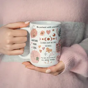 Daily Reminders Mug,11oz & 15oz Mug, Motivational Coffee Mug, Daily Affirmations Cup, Mental Health Support Drinkware, Positive Mug