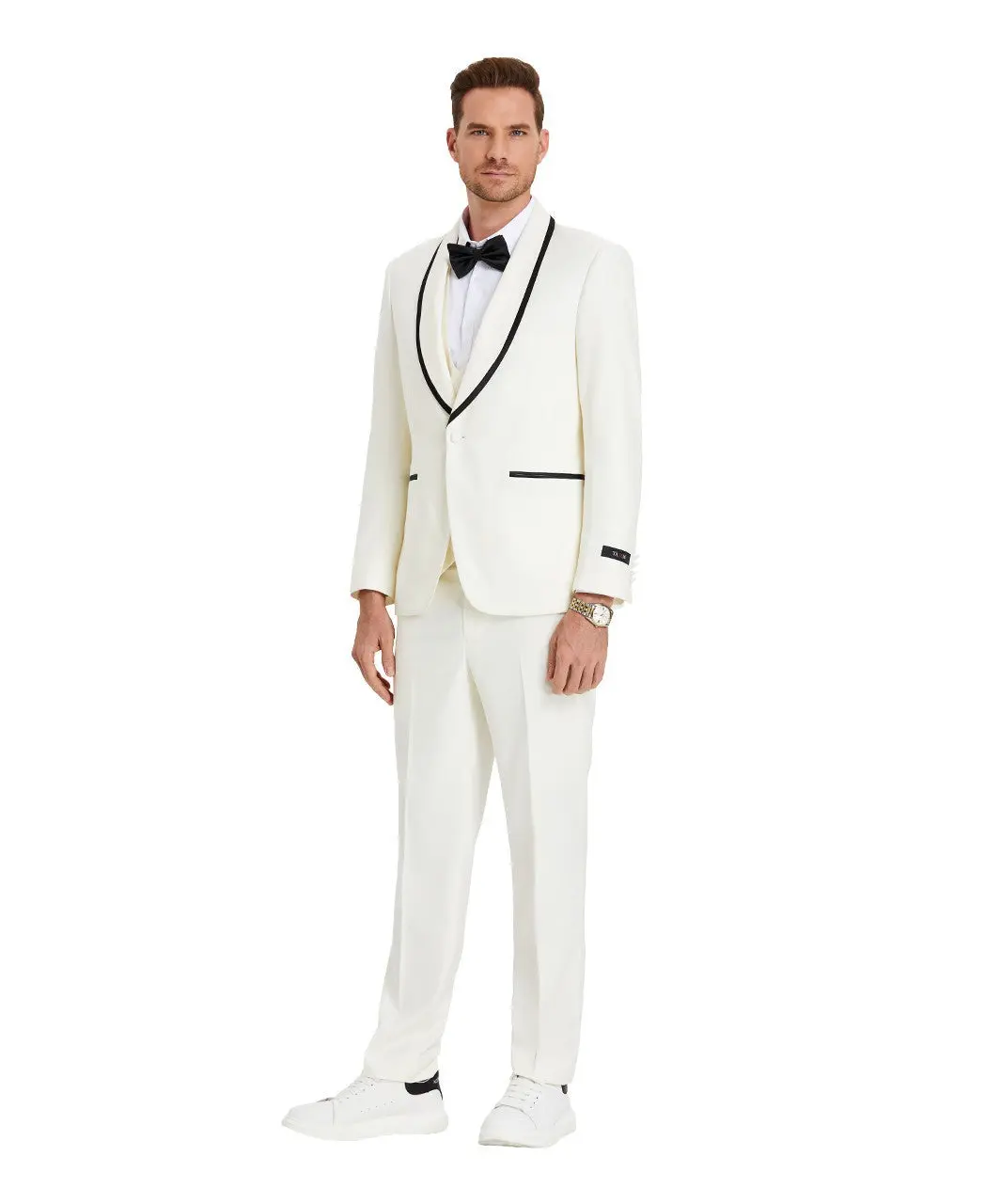 Ivory White Tuxedo with Black Trim